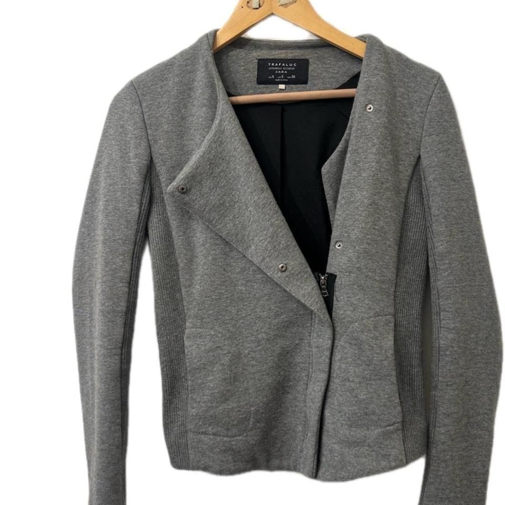 Zara Trafaluc Fitted Moto Jacket Gray Size Small‎